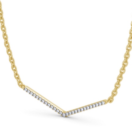Bar Style Diamond V Shape Pendant 18K Yellow Gold PNT171_YG_THUMB1