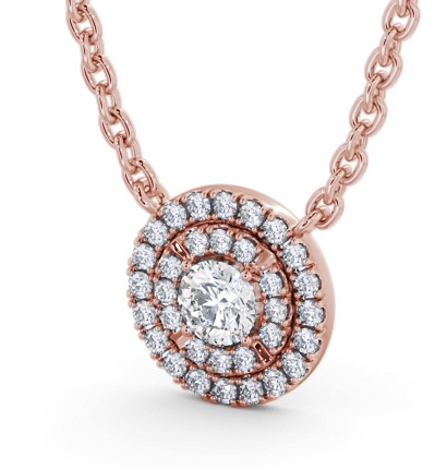 Double Halo Round Diamond Pendant 18K Rose Gold PNT172_RG_THUMB1