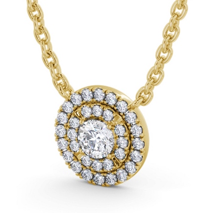 Double Halo Round Diamond Pendant 18K Yellow Gold PNT172_YG_THUMB1 