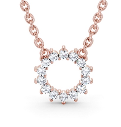 Circle Style Diamond Pendant 9K Rose Gold PNT173_RG_THUMB2 