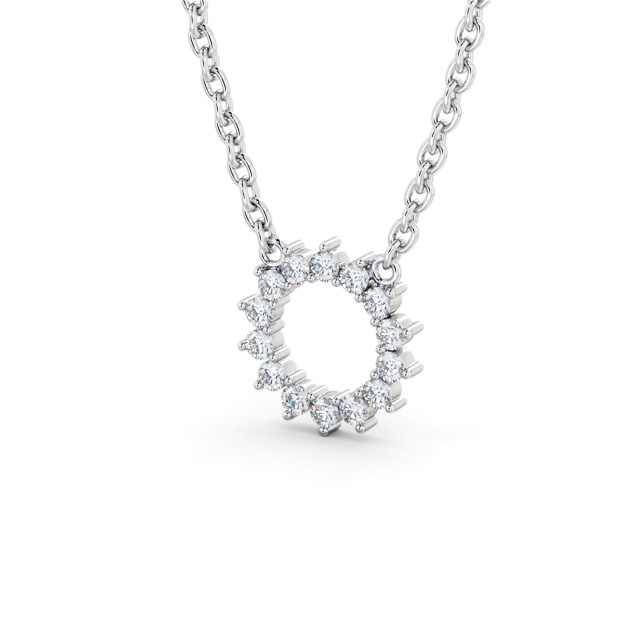 Circle Style Diamond Pendant 18K White Gold - Sadler PNT173_WG_SIDE