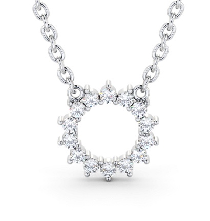  Circle Style Diamond Pendant 18K White Gold - Sadler PNT173_WG_THUMB2 