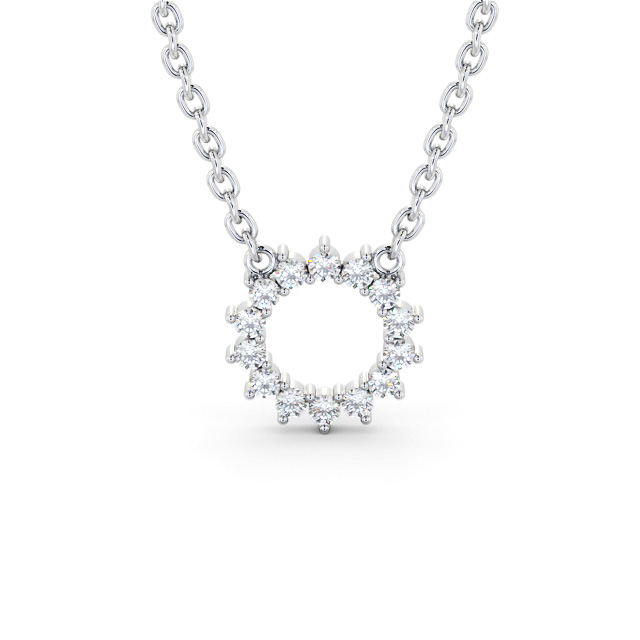 Circle Style Diamond Pendant 18K White Gold - Sadler PNT173_WG_UP