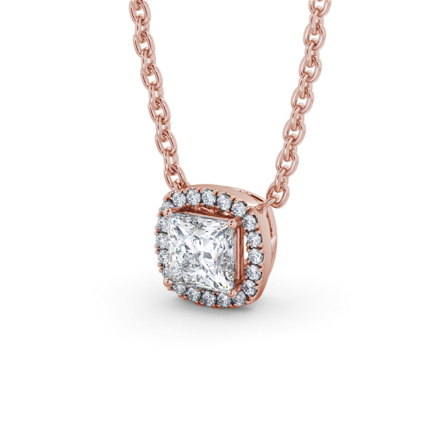 Halo Princess Diamond Pendant 18K Rose Gold - Tallula PNT174_RG_SIDE