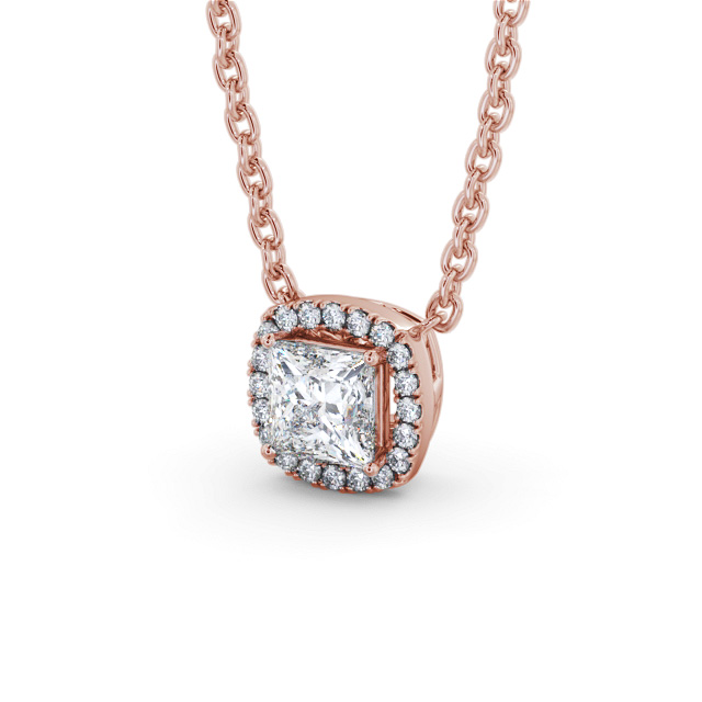 Halo Princess Diamond Pendant 9K Rose Gold - Tallula PNT174_RG_SIDE