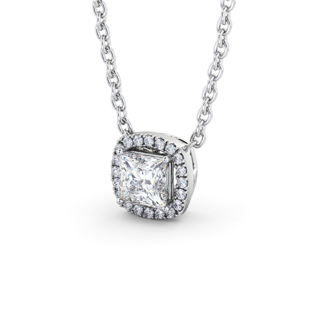 Halo Princess Diamond Pendant 9K White Gold - Tallula PNT174_WG_SIDE