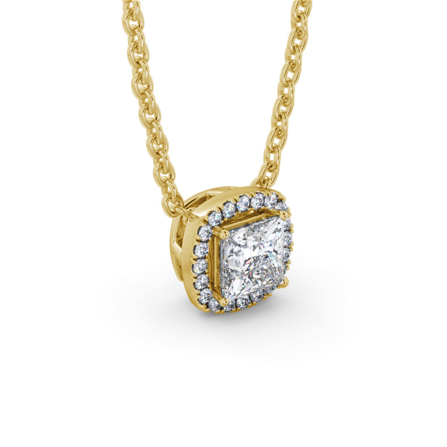 Halo Princess Diamond Pendant 9K Yellow Gold - Tallula PNT174_YG_FLAT
