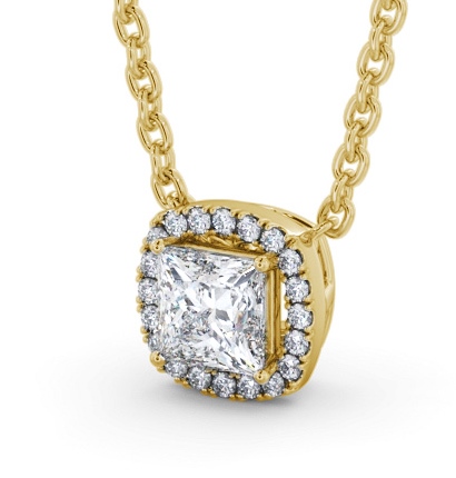 Princess Diamond with a Cushion Shape Halo Pendant 18K Yellow Gold PNT174_YG_THUMB1 