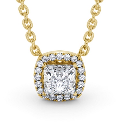  Halo Princess Diamond Pendant 18K Yellow Gold - Tallula PNT174_YG_THUMB2 