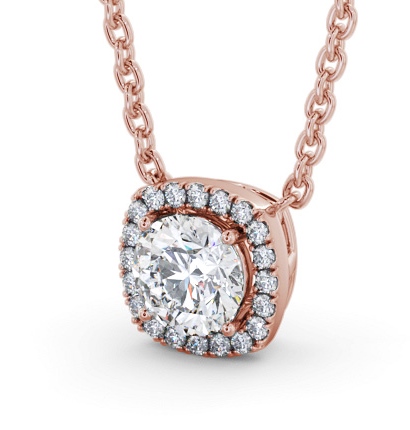 Round Diamond with a Cushion Shape Halo Pendant 9K Rose Gold PNT175_RG_THUMB1