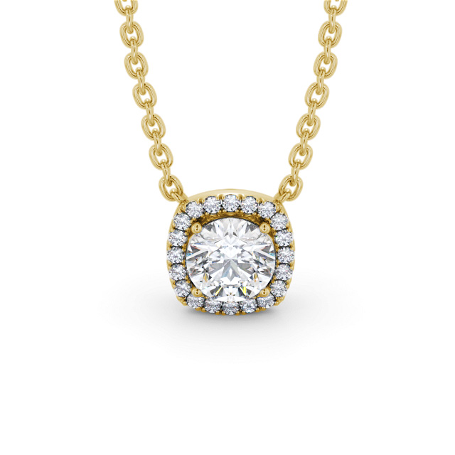 Halo Round Diamond Pendant 18K Yellow Gold - Rhodos PNT175_YG_UP