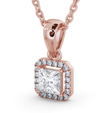 Halo Princess Diamond Pendant 9K Rose Gold - Roman PNT176_RG_THUMB1