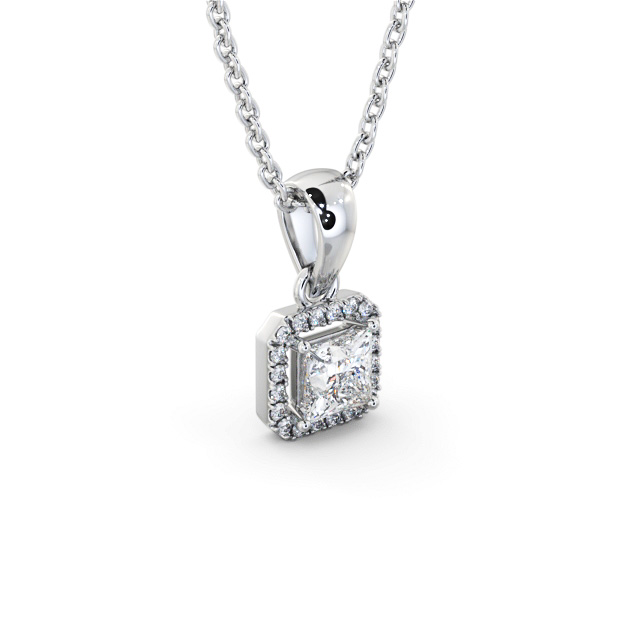 Halo Princess Diamond Pendant 9K White Gold - Roman PNT176_WG_FLAT