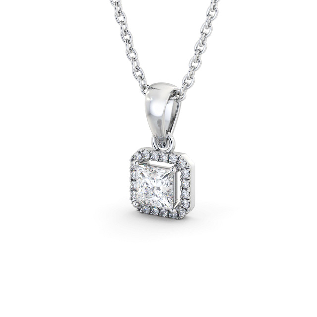 18K White Gold 1.53 Carat Round Brilliant Diamond Halo Pendant Necklac –  QUEEN MAY