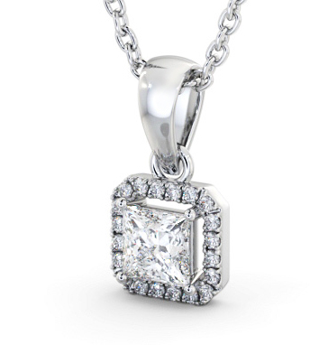 Halo Princess Diamond Pendant 9K White Gold PNT176_WG_THUMB1 