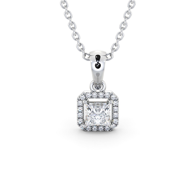 Halo Princess Diamond Pendant 9K White Gold - Roman PNT176_WG_UP
