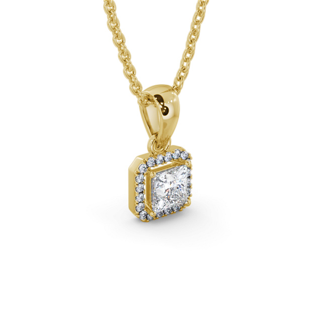 Halo Princess Diamond Pendant 9K Yellow Gold - Roman PNT176_YG_FLAT