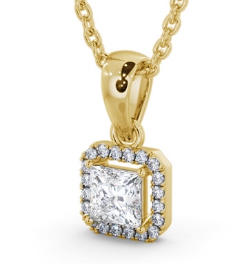  Halo Princess Diamond Pendant 9K Yellow Gold - Roman PNT176_YG_THUMB1 