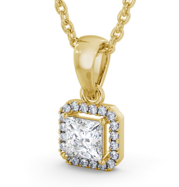 Halo Princess Diamond Pendant 18K Yellow Gold PNT176_YG_THUMB1 