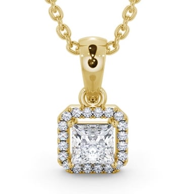  Halo Princess Diamond Pendant 18K Yellow Gold - Roman PNT176_YG_THUMB2 