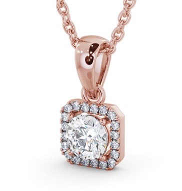 Halo Round Diamond Pendant 18K Rose Gold - Chanice PNT177_RG_THUMB1