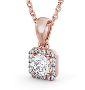 Round Diamond with a Princess Shape Halo Pendant 9K Rose Gold PNT177_RG_THUMB1