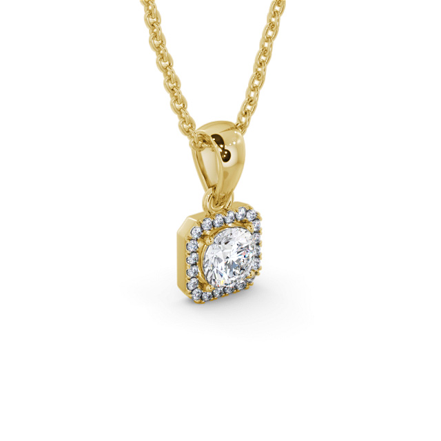 Halo Round Diamond Pendant 18K Yellow Gold - Chanice PNT177_YG_FLAT