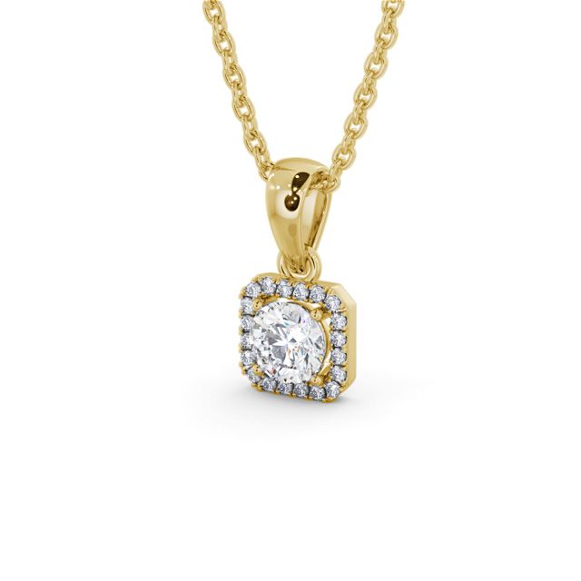 Halo Round Diamond Pendant 18K Yellow Gold - Chanice PNT177_YG_SIDE