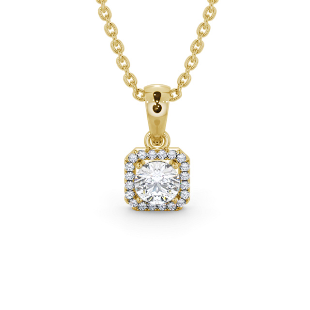 Halo Round Diamond Pendant 18K Yellow Gold - Chanice PNT177_YG_UP