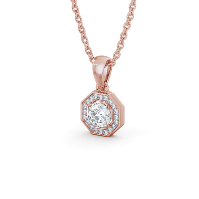 Halo Round Diamond Pendant 9K Rose Gold - Della PNT178_RG_SIDE