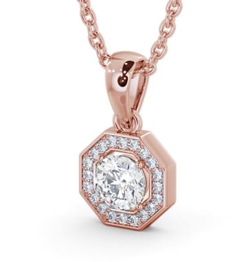 Round Diamond with an Octagon Shape Halo Pendant 18K Rose Gold PNT178_RG_THUMB1 