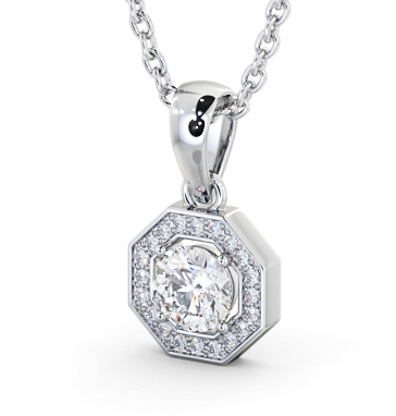 Halo Round Diamond Pendant 18K White Gold - Della PNT178_WG_THUMB1