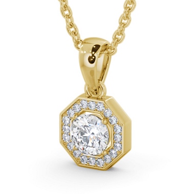  Halo Round Diamond Pendant 18K Yellow Gold - Della PNT178_YG_THUMB1 