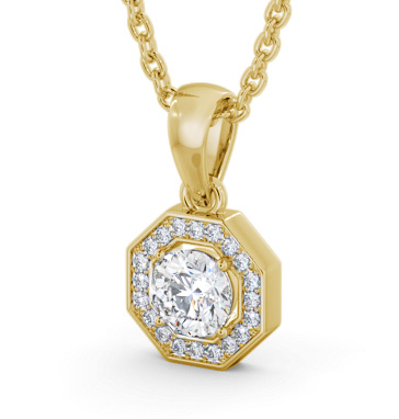 Round Diamond with an Octagon Shape Halo Pendant 9K Yellow Gold PNT178_YG_THUMB1