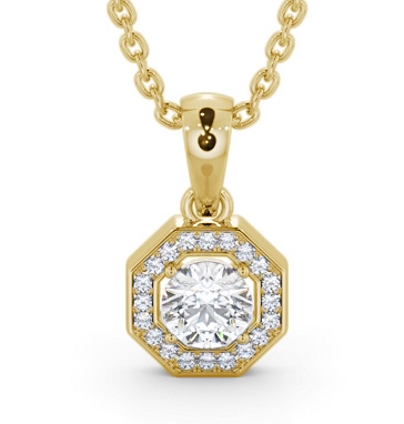  Halo Round Diamond Pendant 9K Yellow Gold - Della PNT178_YG_THUMB2 