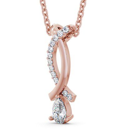 Drop Pear Diamond Ribbon Crossover Design Pendant 18K Rose Gold PNT17_RG_THUMB1