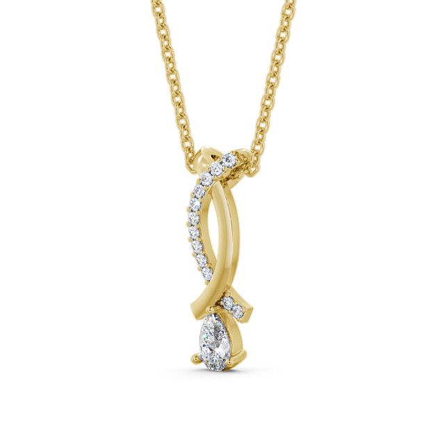 Drop Pear Diamond Pendant 18K Yellow Gold - Halling PNT17_YG_SIDE