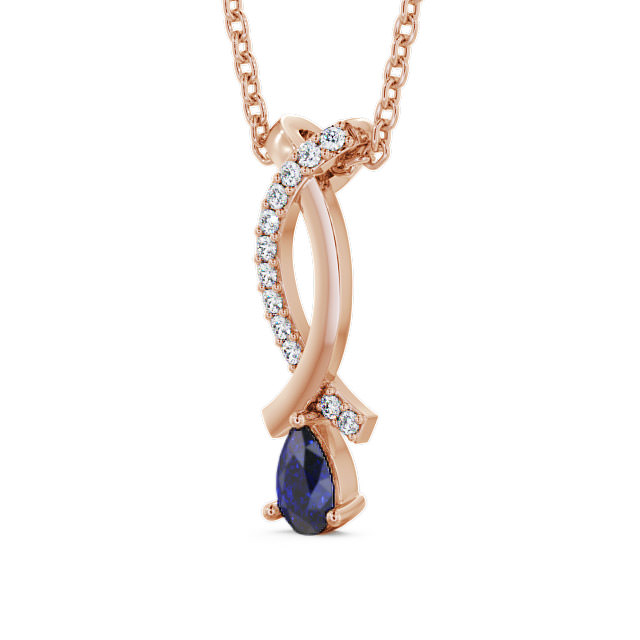 Drop Style Blue Sapphire and Diamond 0.37ct Pendant 9K Rose Gold - Halling PNT17GEM_RG_BS_THUMB2