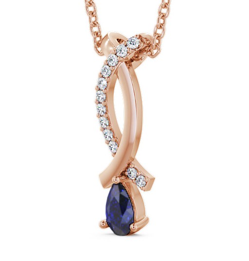 Drop Style Blue Sapphire and Diamond 0.37ct Pendant 9K Rose Gold PNT17GEM_RG_BS_THUMB1