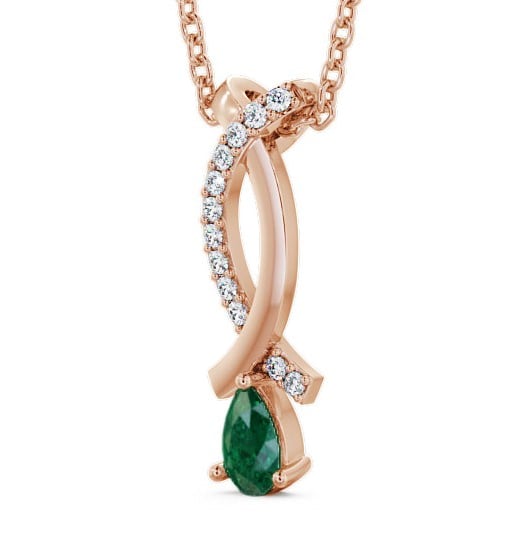  Drop Style Emerald and Diamond 0.32ct Pendant 9K Rose Gold - Halling PNT17GEM_RG_EM_THUMB1 