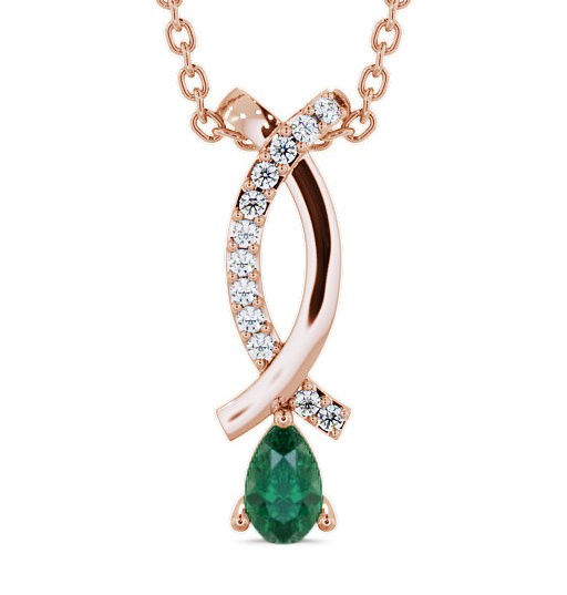  Drop Style Emerald and Diamond 0.32ct Pendant 18K Rose Gold - Halling PNT17GEM_RG_EM_THUMB2 