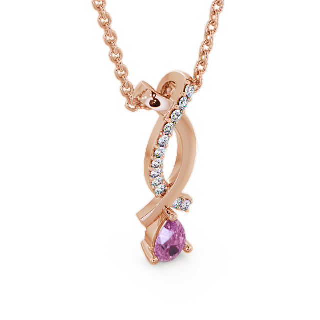 Drop Style Pink Sapphire and Diamond 0.37ct Pendant 18K Rose Gold - Halling PNT17GEM_RG_PS_THUMB2