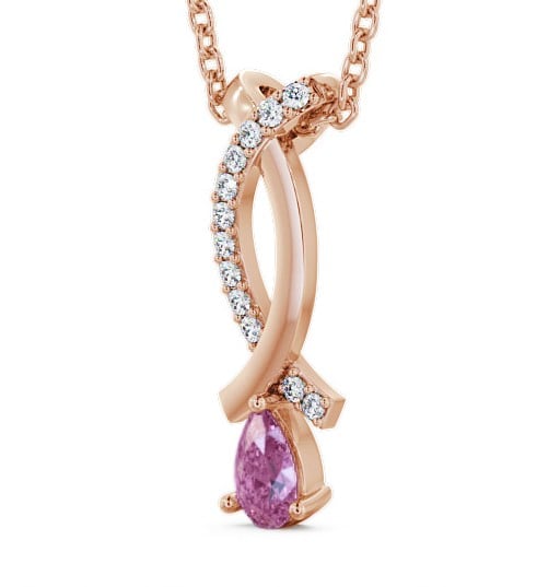  Drop Style Pink Sapphire and Diamond 0.37ct Pendant 9K Rose Gold - Halling PNT17GEM_RG_PS_THUMB1 