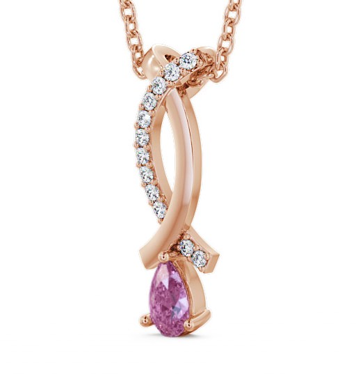 Drop Style Pink Sapphire and Diamond 0.37ct Pendant 18K Rose Gold PNT17GEM_RG_PS_THUMB1