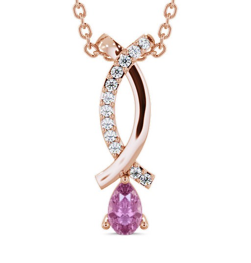  Drop Style Pink Sapphire and Diamond 0.37ct Pendant 9K Rose Gold - Halling PNT17GEM_RG_PS_THUMB2 