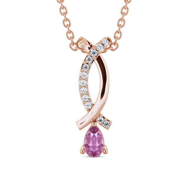 Drop Style Pink Sapphire and Diamond 0.37ct Pendant 18K Rose Gold - Halling PNT17GEM_RG_PS_THUMB2