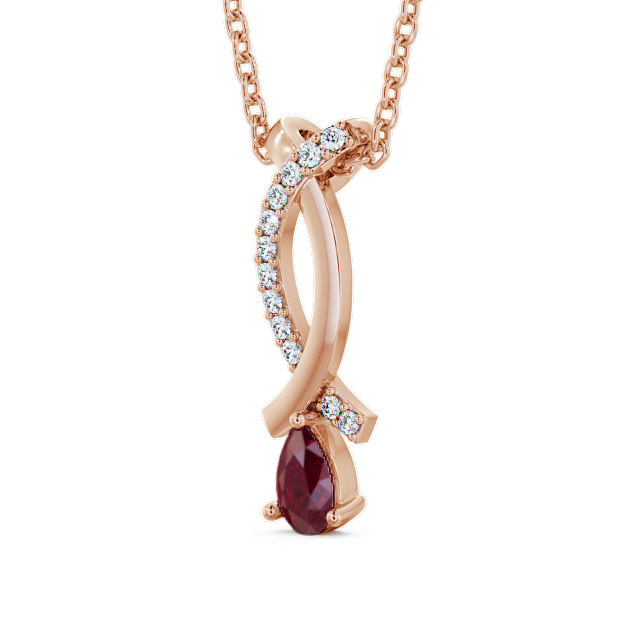 Drop Style Ruby and Diamond 0.37ct Pendant 18K Rose Gold - Halling PNT17GEM_RG_RU_THUMB2