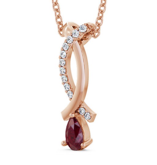 Drop Style Ruby and Diamond 0.37ct Pendant 18K Rose Gold PNT17GEM_RG_RU_THUMB1