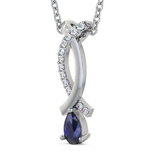 Drop Style Blue Sapphire and Diamond 0.37ct Pendant 18K White Gold PNT17GEM_WG_BS_THUMB1