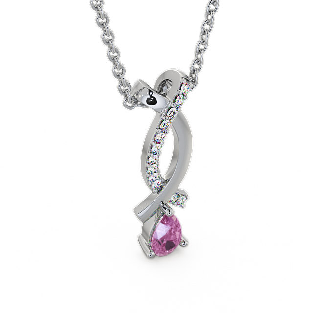 Drop Style Pink Sapphire and Diamond 0.37ct Pendant 18K White Gold - Halling PNT17GEM_WG_PS_THUMB2